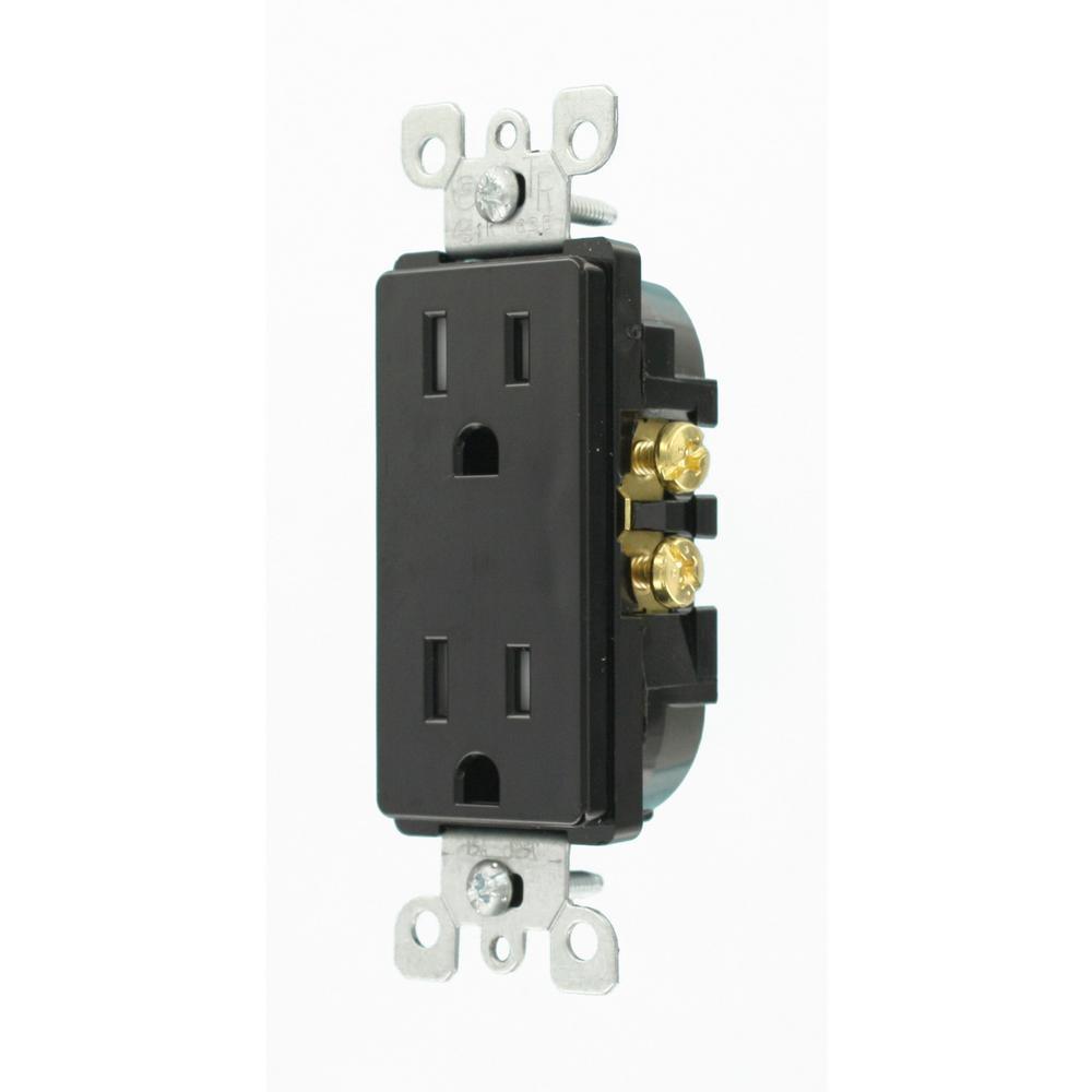 Decora 15 Amp Tamper Resistant Duplex Outlet, Black - Super Arbor