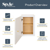 Style Selections Acadia 12-in W x 20-in H x 6.93-in D White Bathroom Wall Cabinet