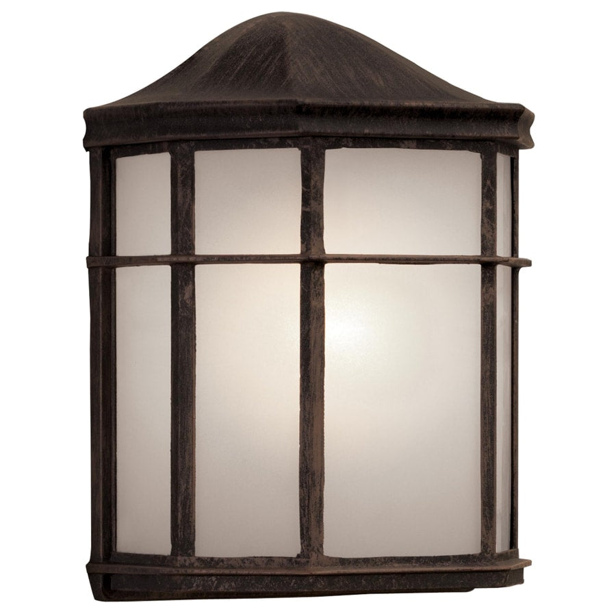 Portfolio 9.61-in H Rust Medium Base (E-26) Outdoor Wall Lantern