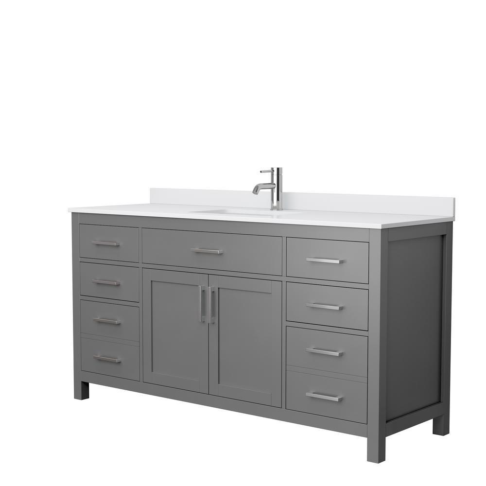 Beckett 72 in. W x 22 in. D Double Bath Vanity in Dark Gray with Cultured Marble Vanity Top in Carrara with White Basins - Super Arbor