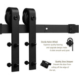 10 ft./120 in. Black Bent Strap Sliding Barn Door Track and Hardware Kit for Single Door with Floor Guide - Super Arbor