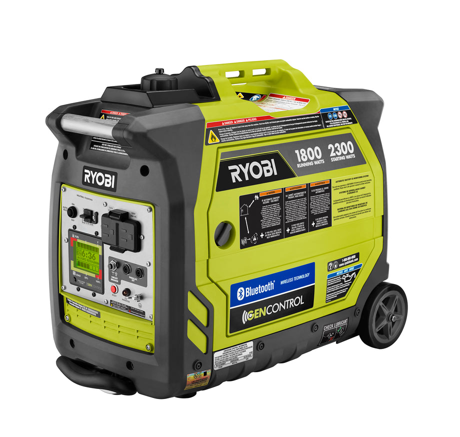 RYOBI 2,300-Watt Recoil Start Bluetooth Super Quiet Gasoline Powered Digital Inverter Generator with CO Shutdown Sensor