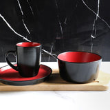 32-Piece Casual Red and Black Stoneware Dinnerware Set (Set for 8)