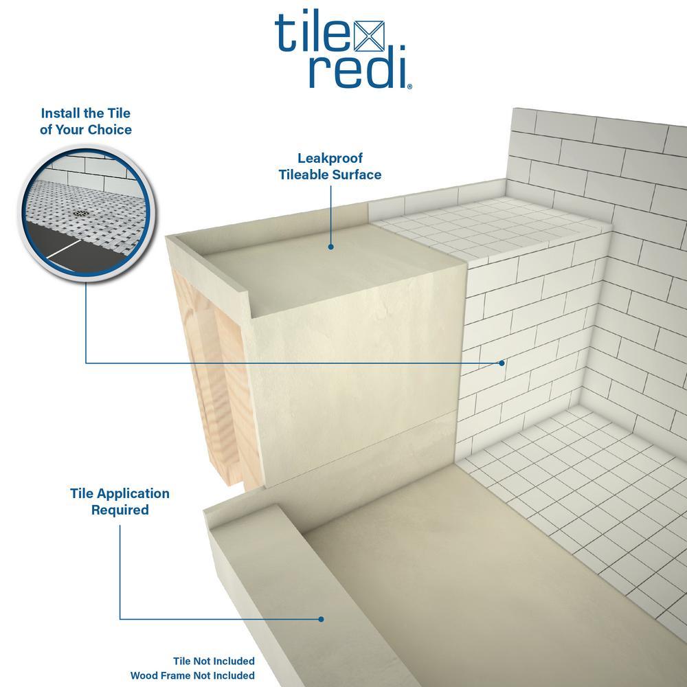 Base'N Bench 36 in. x 72 in. Single Threshold Shower Base and Bench Kit with Right Drain in Polished Chrome - Super Arbor