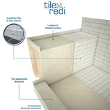 Base'N Bench 36 in. x 72 in. Single Threshold Shower Base and Bench Kit with Right Drain in Polished Chrome - Super Arbor