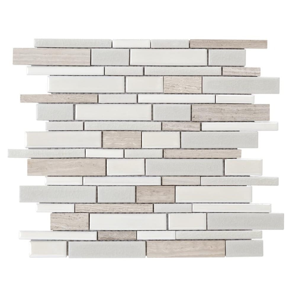 Elida Ceramica Crackled Linear Silk 12-in x 12-in Glazed Porcelain/Marble Linear Mosaic Wall Tile (1.05-sq ft)