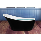 63.6 in. Acrylic Reversible Drain Oval Slipper Flatbottom Freestanding Bathtub in Black and White - Super Arbor