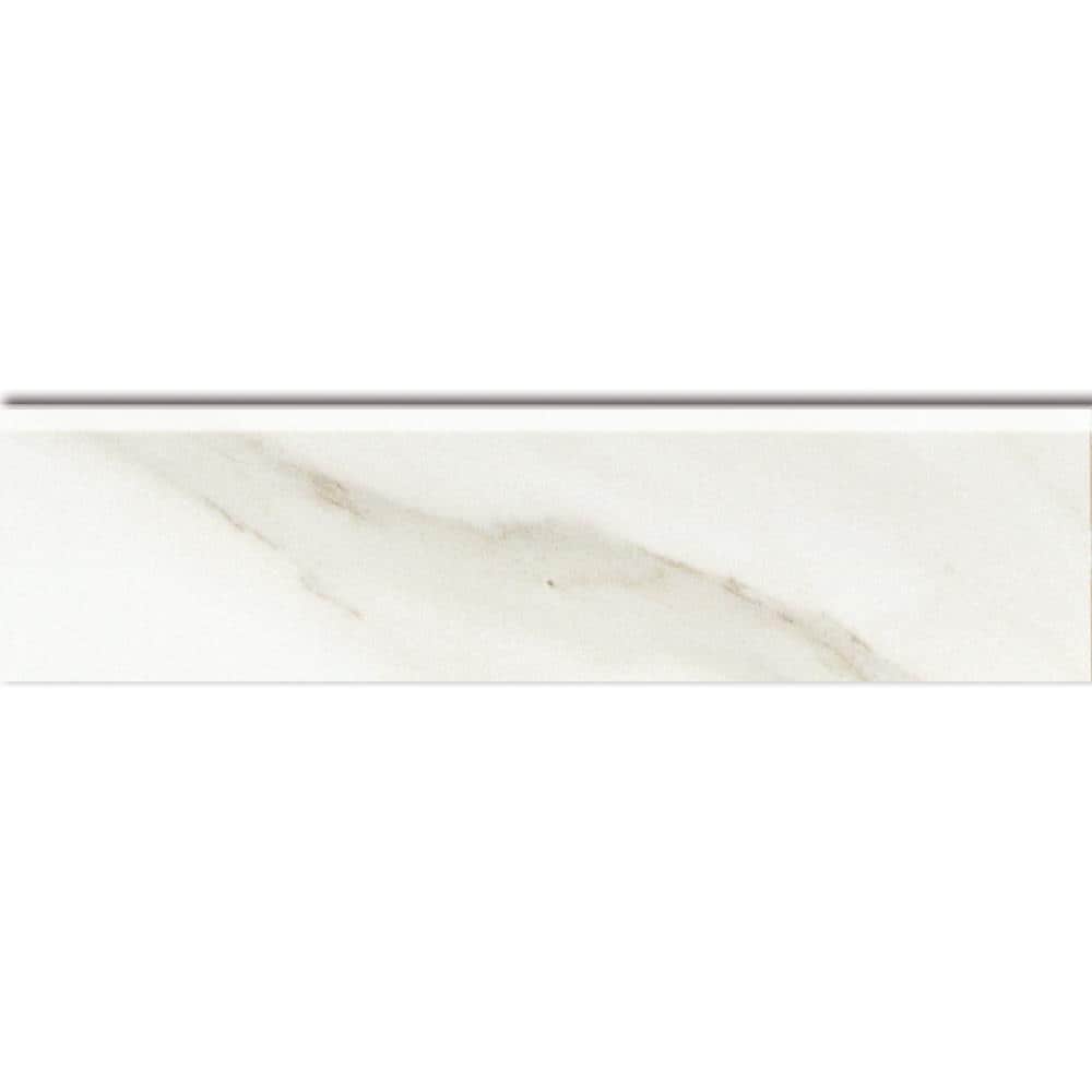American Olean Mirasol Bianco Carrara Porcelain Bullnose Tile, 3-in x 12-in
