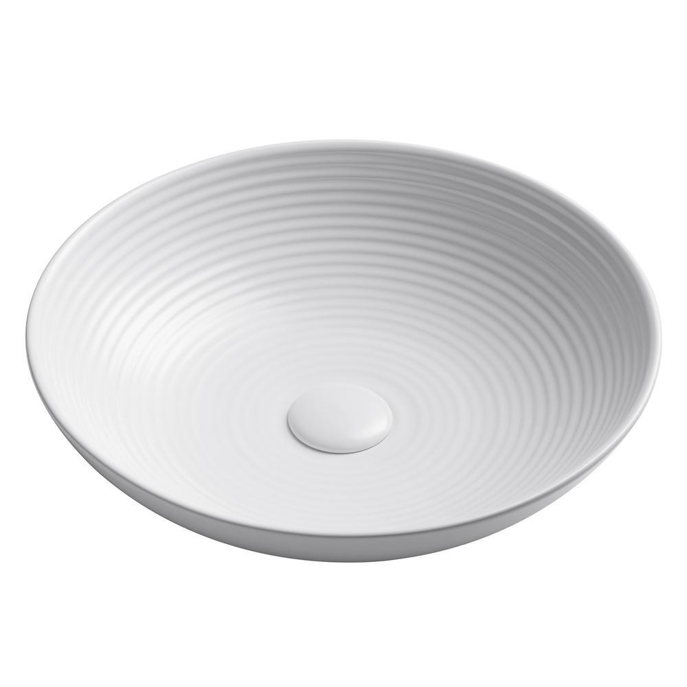 Viva 16-1/2 in. Round Porcelain Ceramic Vessel Sink in White - Super Arbor