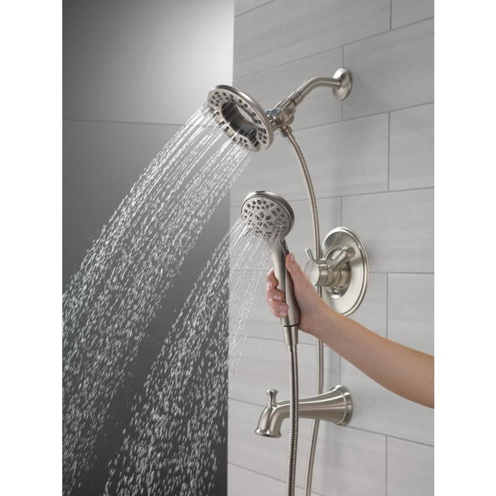 Delta Linden Stainless 1-Handle Bathtub and Shower Faucet, In2ition Two-in-One