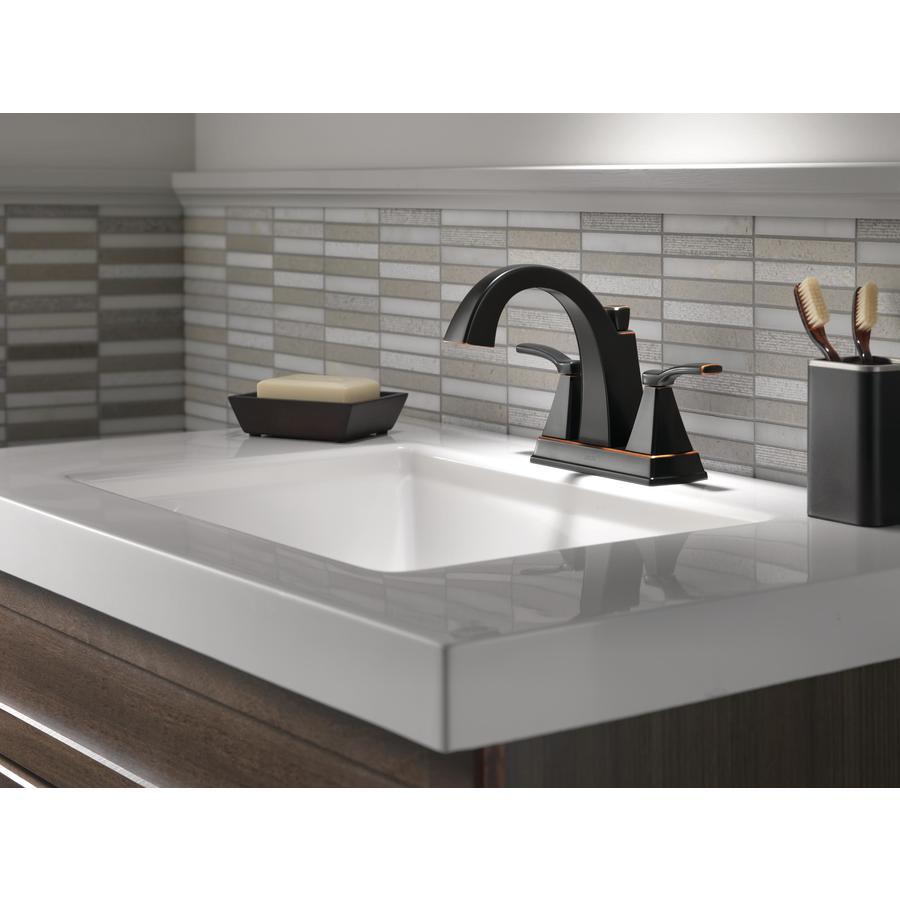 Delta Flynn Brushed Nickel 2-handle 4-in Centerset WaterSense Bathroom Sink Faucet with Drain - Super Arbor