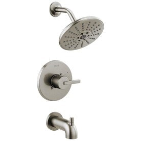 Delta Alux Spotshield Brushed Nickel 1-Handle Bathtub and Shower Faucet with Valve - Super Arbor