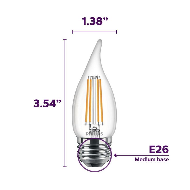 Philips 40-Watt Equivalent B11 Dimmable Edison LED Candle Light Bulb Glass Bent Tip Medium Base Daylight (5000K) (6-Pack)