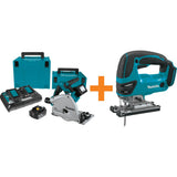 Makita 18V X2 LXT (36V) Brushless 6-1/2 in. Plunge Circular Saw Kit, 5.0Ah Batteries + Bonus 18V LXT Cordless Jigsaw