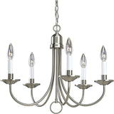 Progress Lighting Five Light 5-Light Brushed Nickel Transitional Chandelier