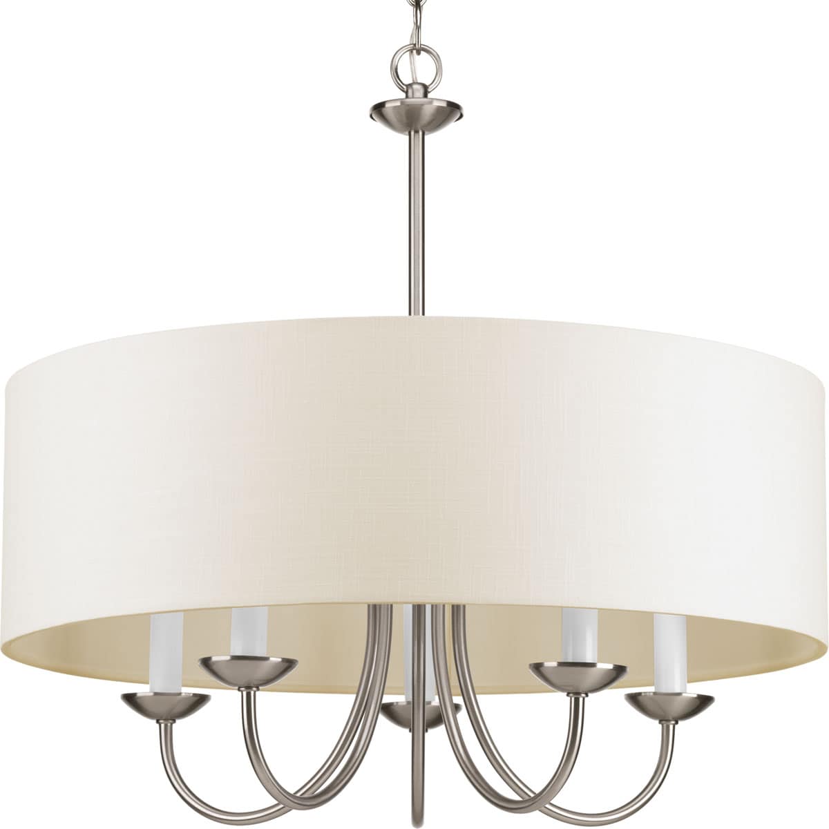 Progress Lighting Drum Shade 5-Light Brushed Nickel Transitional Chandelier