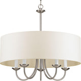 Progress Lighting Drum Shade 5-Light Brushed Nickel Transitional Chandelier