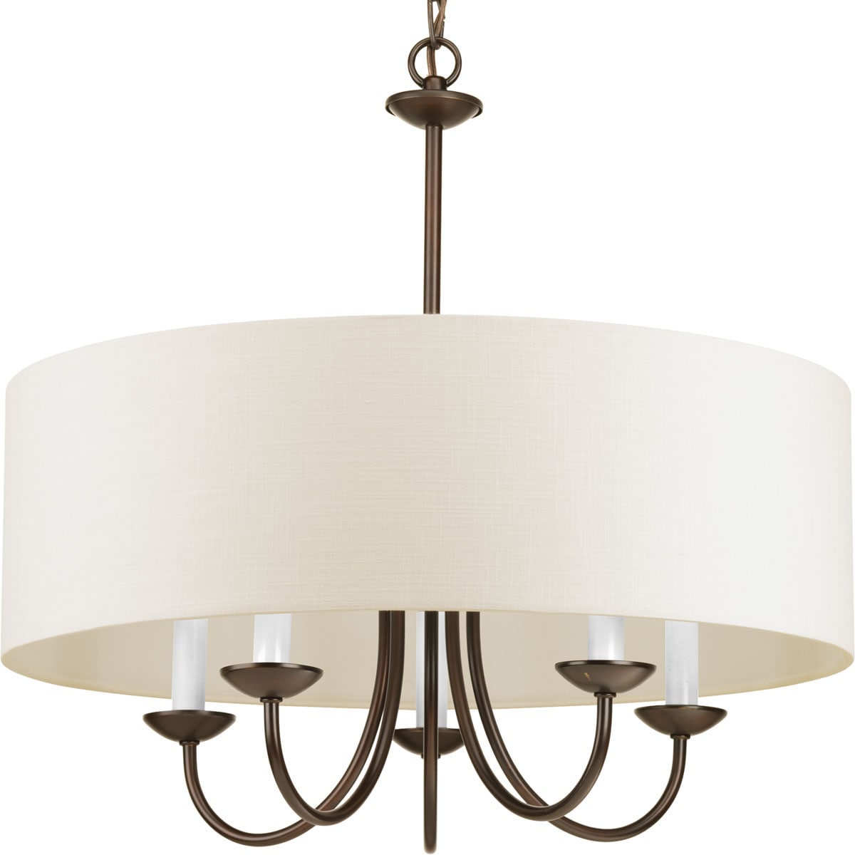 Progress Lighting Drum Shade 5-Light Antique Off-white Transitional Chandelier