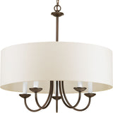 Progress Lighting Drum Shade 5-Light Antique Off-white Transitional Chandelier