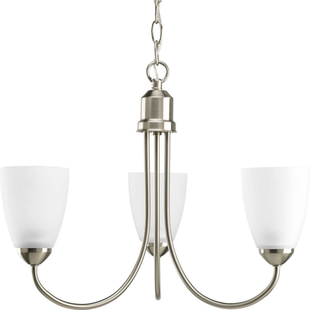 Progress Lighting Gather 3-Light Brushed Nickel Transitional Chandelier