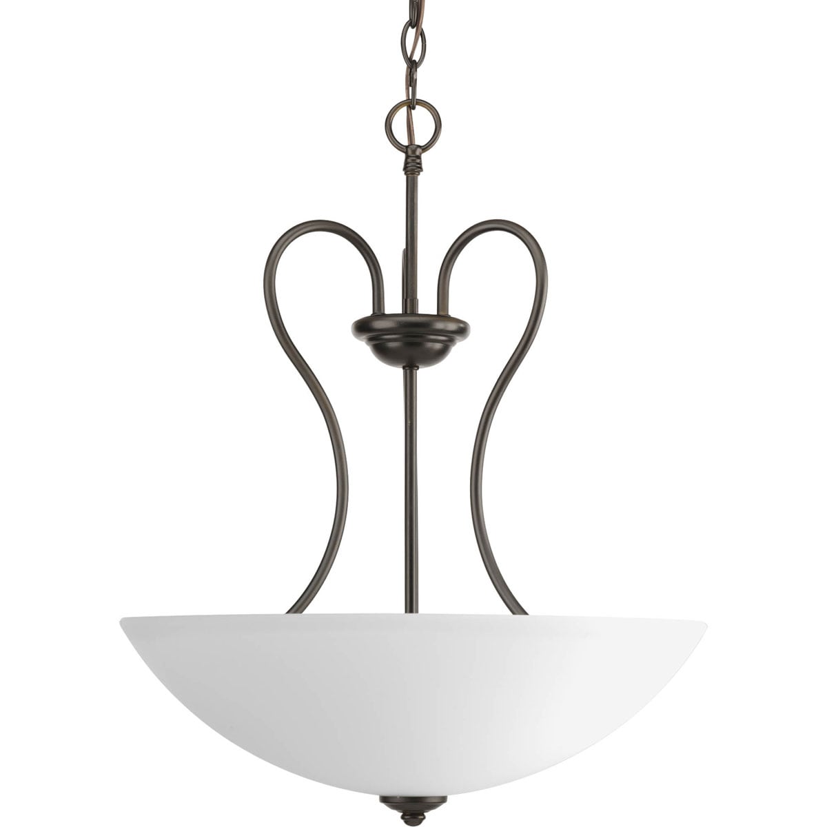 Progress Lighting Heart 3-Light Antique Bronze Farmhouse Etched Glass Bowl Medium Hanging Pendant Light