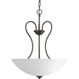 Progress Lighting Heart 3-Light Antique Bronze Farmhouse Etched Glass Bowl Medium Hanging Pendant Light