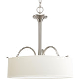 Progress Lighting Inspire 3-Light Brushed Nickel Transitional Tinted Glass Drum Medium Hanging Pendant Light