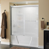 Simplicity 60 in. x 58-1/8 in. Semi-Frameless Traditional Sliding Bathtub Door in Bronze with Droplet Glass - Super Arbor