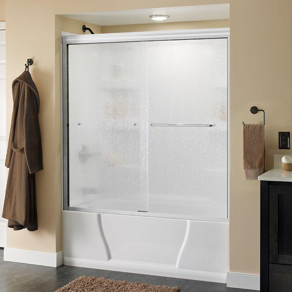 Simplicity 60 in. x 58-1/8 in. Semi-Frameless Traditional Sliding Bathtub Door in Chrome with Clear Glass - Super Arbor