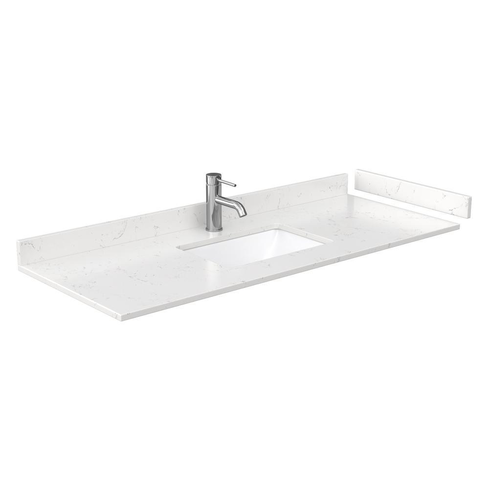 Beckett 54 in. W x 22 in. D Single Vanity in White with Cultured Marble Vanity Top in Carrara with White Basin - Super Arbor
