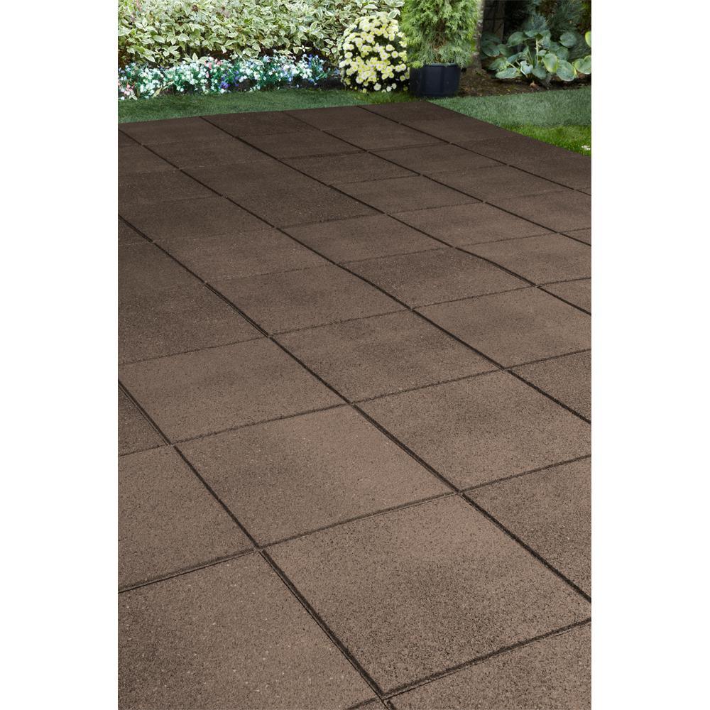 Reversible 16 in. x 16 in. x 0.75 in. Earth Brick Face/Flat Profile Rubber Paver - Super Arbor