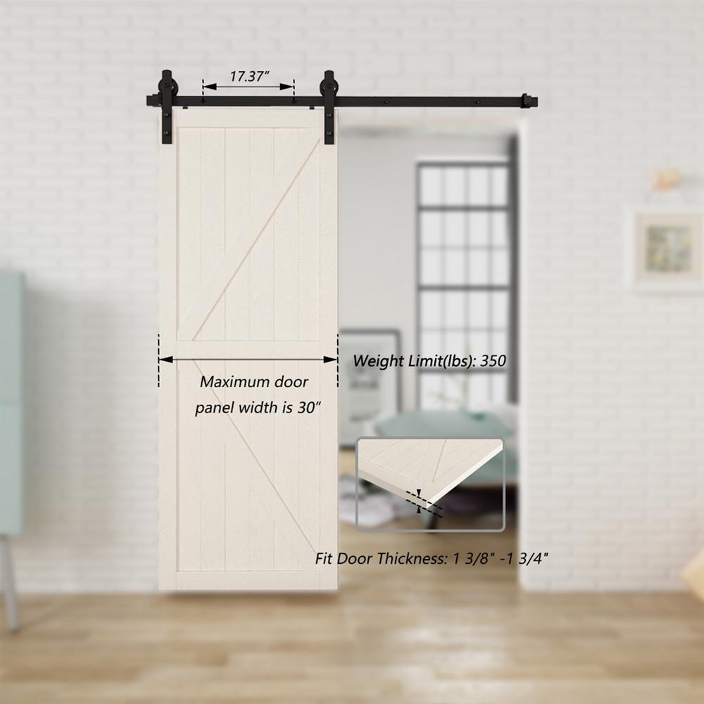 5 ft./60 in. Black Sliding Barn Door Track and Hardware Kit with I-Shape Hanger For Single Door - Super Arbor