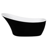59 in. Acrylic Single Slipper Flatbottom Non-Whirlpool Bathtub in Glossy Black - Super Arbor