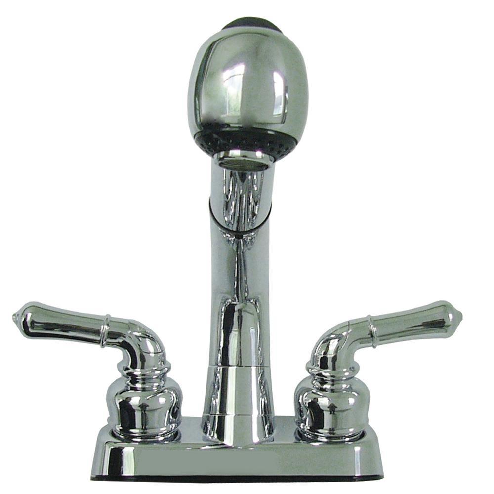 24 in. x 22 in. Polypropylene Granite Laundry Sink with 2 Hdl Non Metallic Pullout Faucet and Installation Kit - Super Arbor