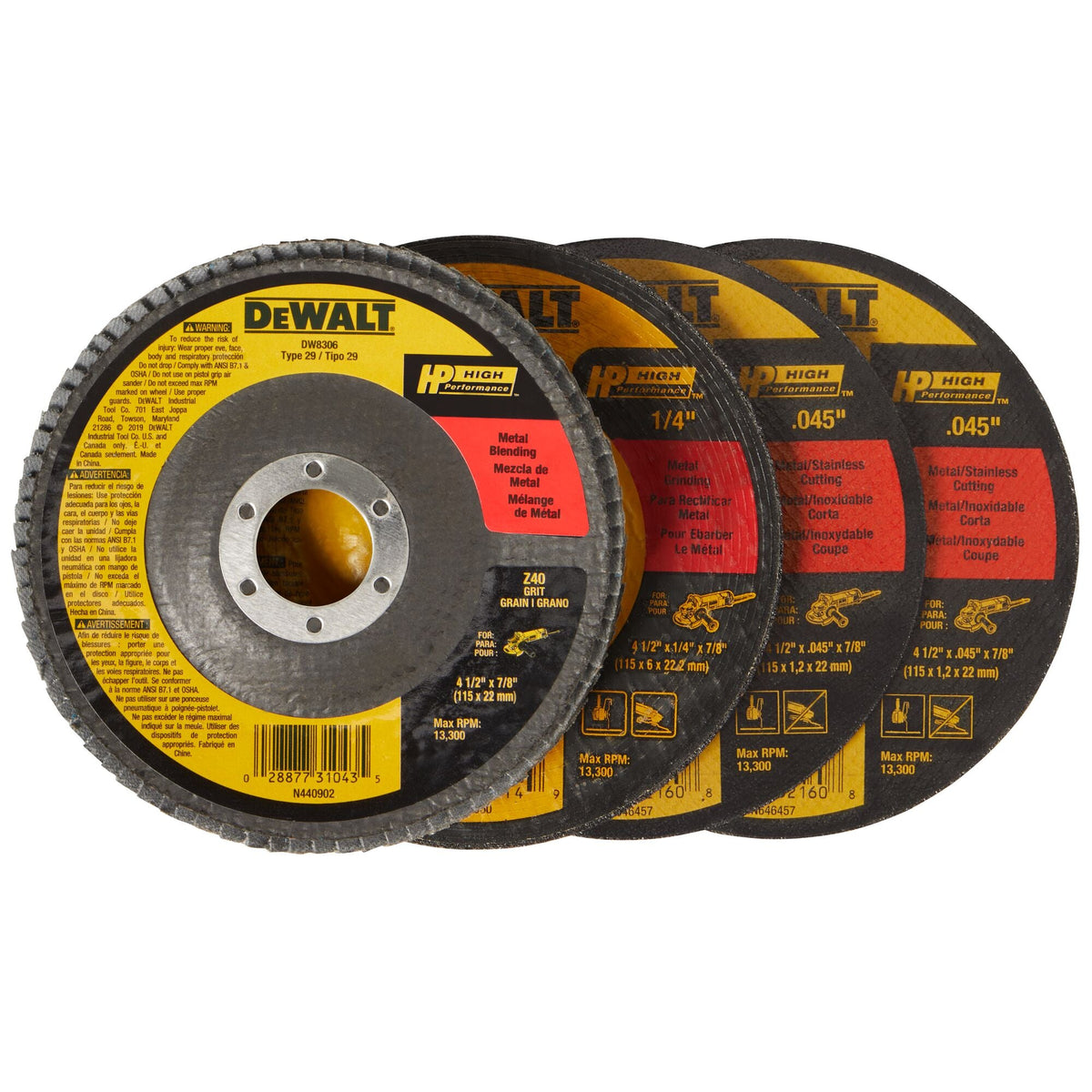 DEWALT 4-Pack Zirconia 4.5-in Grinding Wheel