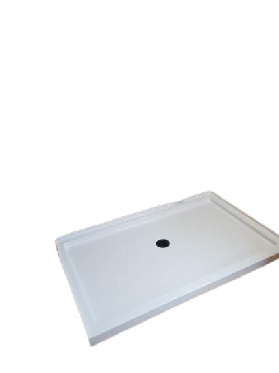DreamLine SlimLine 30 in. D x 60 in. W Single Threshold Shower Base in White (Center Drain)