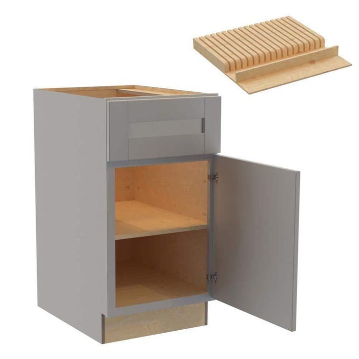 Home Decorators Collection Washington 18 in. W x 24 in. D x 34.5 in. H Veiled Gray Plywood Shaker Assembled Base Kitchen Cabinet Right Knf Block