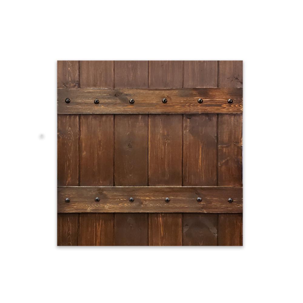 Clavos Series 36 in. x 84 in. Brown Stained Solid Pine Wood Interior Sliding Barn Door with Sliding Door Hardware Kit - Super Arbor