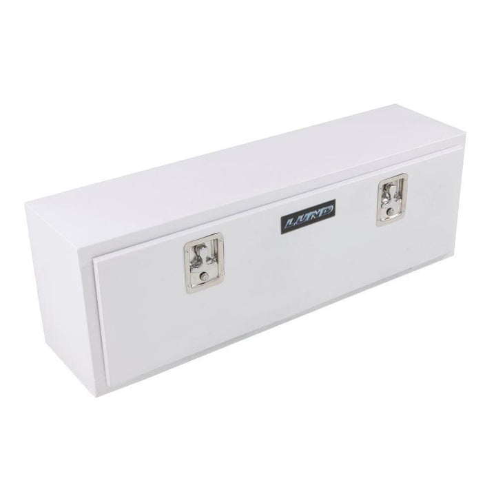 Lund 90 in White Steel Full Size Top Mount Truck Tool Box with mounting hardware and keys included - Super Arbor