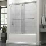 Lyndall 60 x 59-1/4 in. Frameless Mod Soft-Close Sliding Bathtub Door in Bronze with 3/8 in. (10mm) Clear Glass - Super Arbor