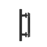 10 in. Black Square Pull and Flush Sliding Barn Door Handle Set - Super Arbor