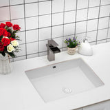 20 in. Undermount Rectangular Porcelain Ceramic Bathroom Sink in White with Overflow Drain - Super Arbor