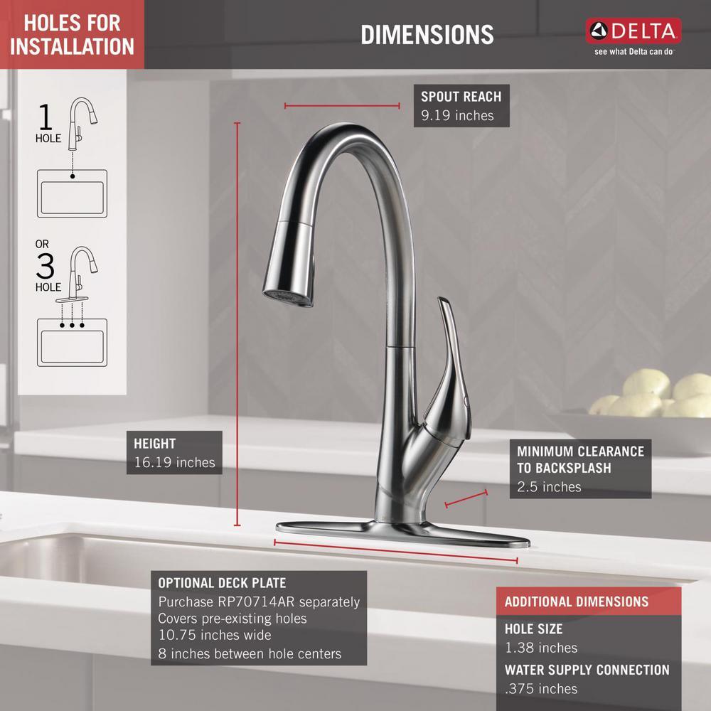 Esque Single-Handle Pull-Down Sprayer Kitchen Faucet with ShieldSpray Technology in Arctic Stainless - Super Arbor