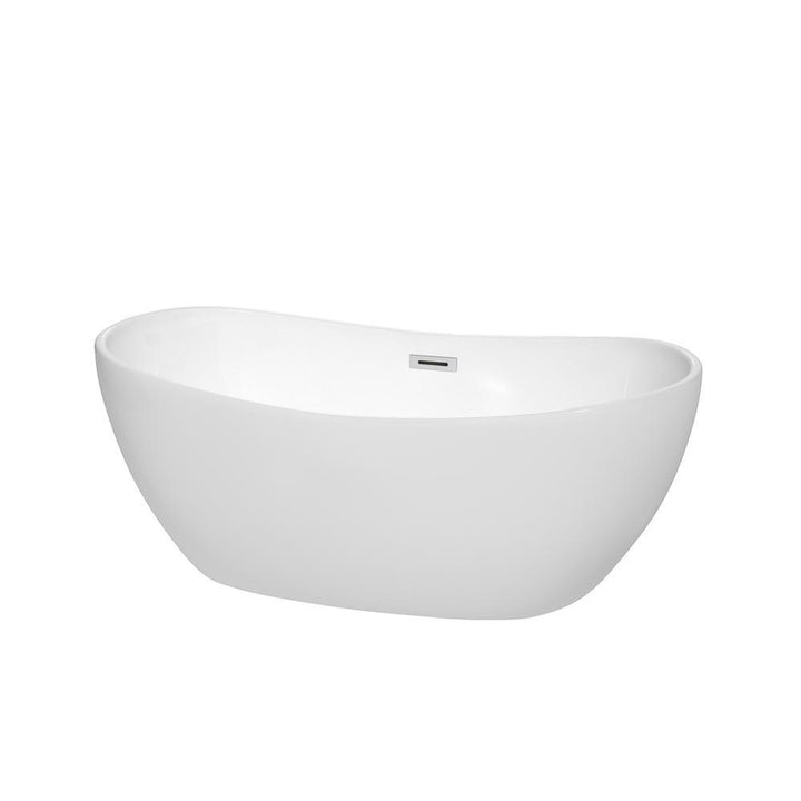 Rebecca 60 in. Acrylic Flatbottom Non-Whirlpool Bathtub in White with Polished Chrome Trim - Super Arbor