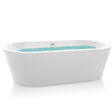 70.8 in. Acrylic Pop Up Drain Oval Double Ended Flatbottom Freestanding Bathtub in White - Super Arbor