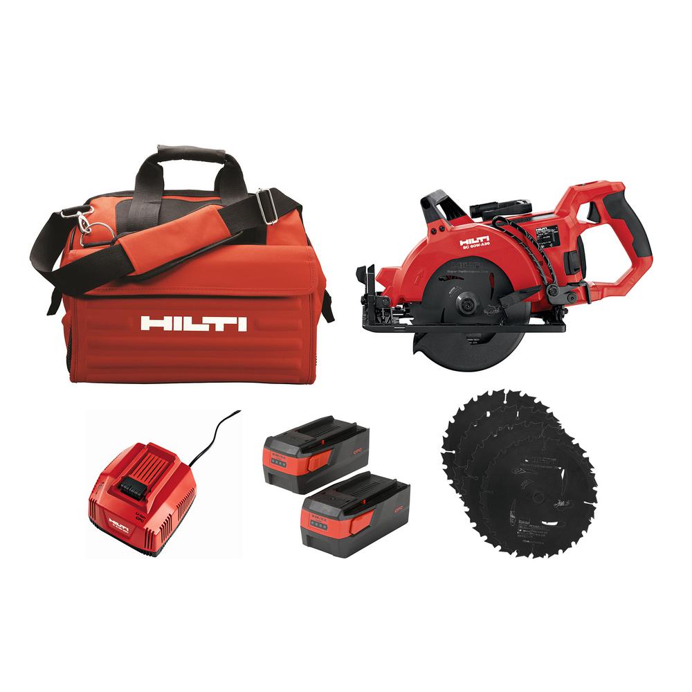 SC 60W-A 7-1/4 in. 36-Volt Cordless Brushless Worm Drive Circular Saw Kit with Li-Ion Battery Pack, SPX Blades and More - Super Arbor