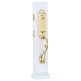 Prestige Avendale Single Cylinder Lifetime Polished Brass Door Handleset & Arch Rose Tobin Door Lever feat SmartKey - Super Arbor