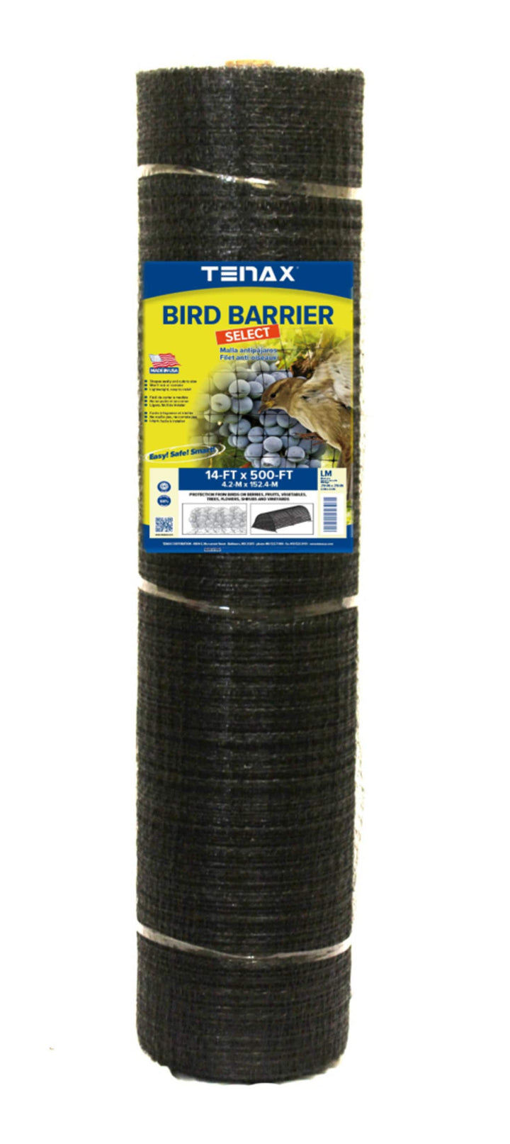 Tenax Ornex LM 500-Feet x 14-Feet Black Plastic Bird Netting
