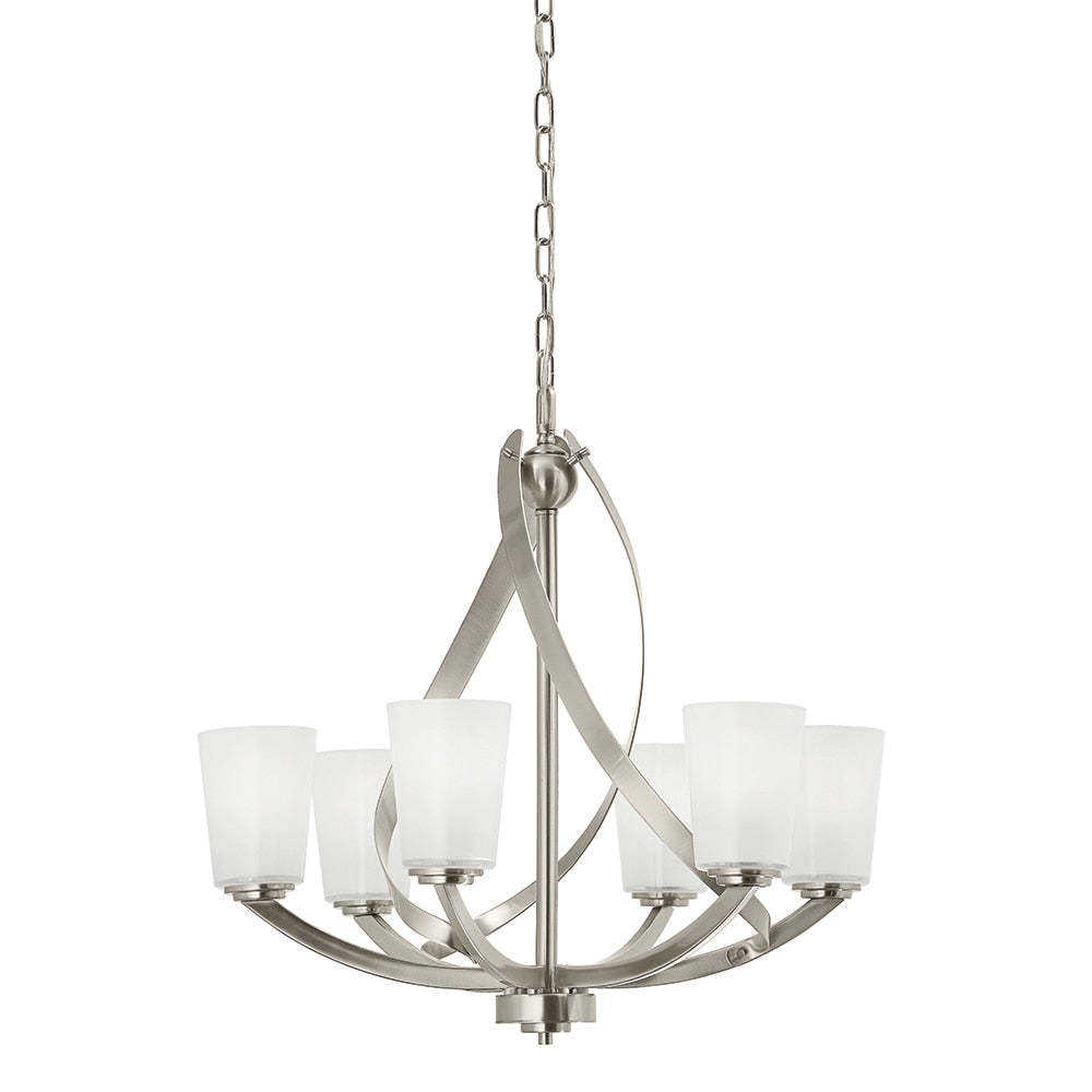 Kichler Layla 6-Light Brushed Nickel Transitional Chandelier, 24.25-in W x 23.5-in H
