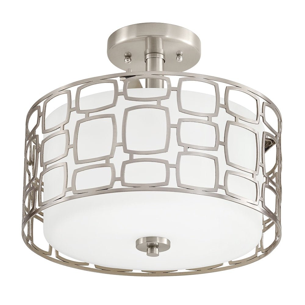 Kichler Sabine 13-in Brushed Nickel Modern/Contemporary 2-Light Incandescent Semi-Flush Mount Light